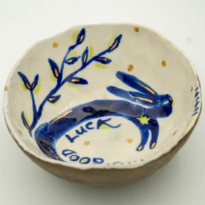 Good Luck Hand-Painted Stoneware Mini Wall Plate