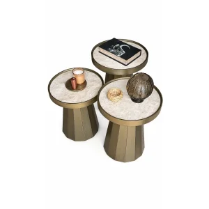 Vetra Olimpo Bronze Antiqued Ceramic Nesting Table Set of 3
