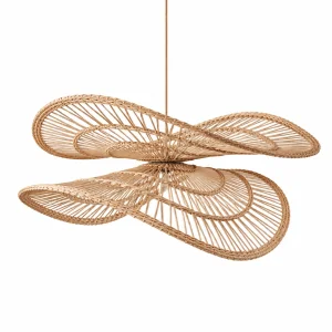 Handmade Rustic Rattan Chandelier Riva 60 Cm Diameter | Natural Root Paint Varnished Scandinavian Lighting