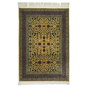Flower of Seven Mountains Hand-Woven Hereke Yellow Rug