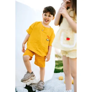 Morning Club Embroidered Muslin Set Yellow