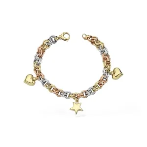 14K Gold 3-Color Lucky Charm Bracelet
