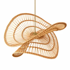 Handmade Rustic Rattan Chandelier Riva 60 Cm Diameter | Natural Root Paint Varnished Scandinavian Lighting
