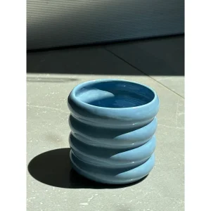 Ribbed Aqua Blue Mug