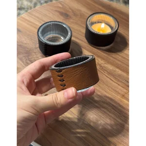 Hakiki Deri Kaplama Taba Tealight Mumluk