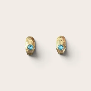 Blue Marielle 14k Rengi Rodyum Kaplama Mavi Halka Küpe