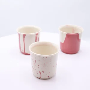 Krem-Pembe Seramik Espresso Fincanı