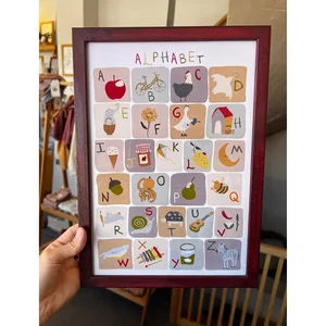 Alphabet English Alphabet Natural Wood Bordo Frame