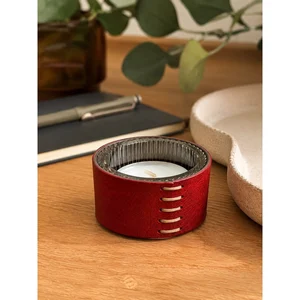 Hakiki Deri Kaplama Siyah Tealight Mumluk