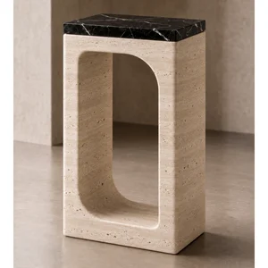 Porta Travertine Side Table