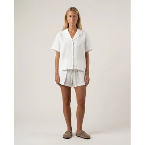 Linen Ekru-Beyaz Unisex Shirt