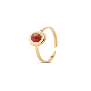 Lisa Gold Red Natural Stone Gold Plated Ring