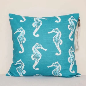 Turquoise Seahorse Cushion