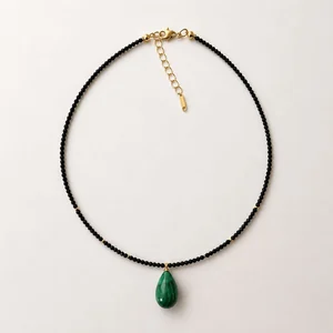 Noir Black Crystal and Murano Glass Green Necklace