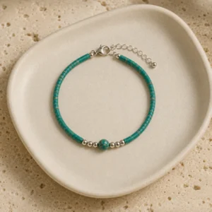 Green Variscite Stone 925 Sterling Silver Bracelet