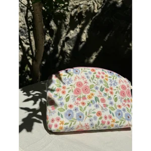 Floral Muslin Oval Makeup Bag