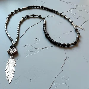 Hematite Leaf Necklace
