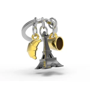 Metalmorphose Eiffel Tower Coffee And Croissant Keychain