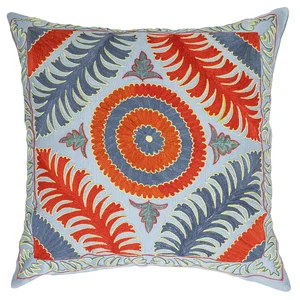 Siraz Silk Suzani Light Blue Pillow Case