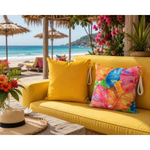 Colorful Leaf Velvet Decorative Pillow - 3