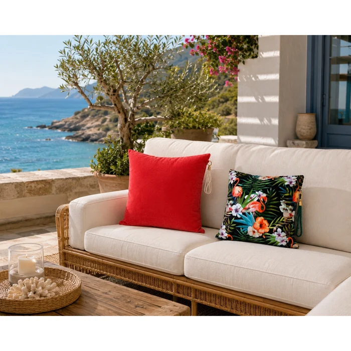 Tropical Flamingo Black Velvet Pillow - 2