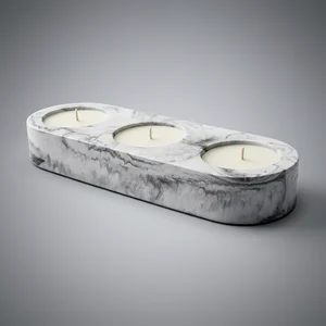 Triad Black Handmade Concrete Candle Holder Set of 3