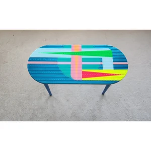 Modern Oval Blue Epoxy Side Table