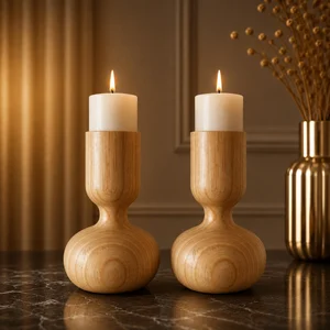 Totem Solid Wood Candlestick Set