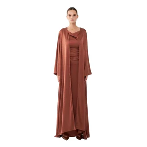 Selene 100% Silk Mocha Brown Abaya Dress