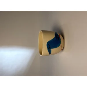 Handmade Cream and Blue Bird Ceramic Espresso Cup