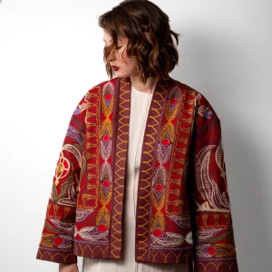 Nevruz Embroidered Red Chapan Jacket
