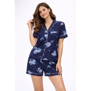 Floral Hera Navy Blue Pajama Set