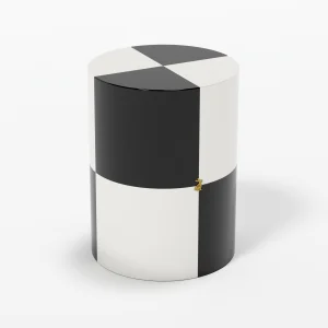 Black and White Lacquered Cylinder Coffee Table