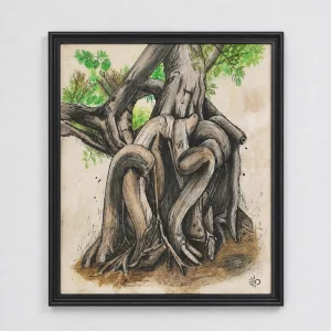Kök Original Ink and Watercolor Painting