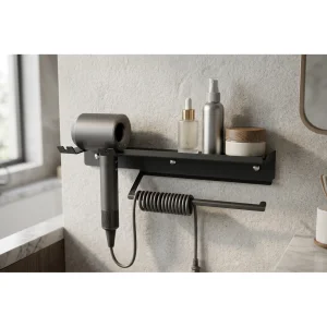Hamton Linea Triofix 35 - Hair Dryer Holder Shelf And Towel Holder - 1