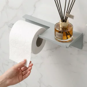 Kuas Rafline 35 - Metal Toilet Paper Holder With Shelf - 3