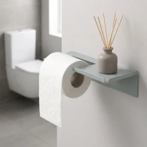 Kuas Rafline 35 - Metal Toilet Paper Holder With Shelf - 2