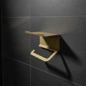 Kuas Shelfroll 25 - Metal Toilet Paper Holder With Shelf Gold - Self-adhesive - 1