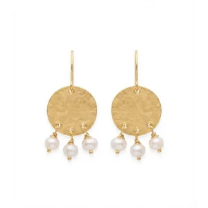 Mona Pearl Brass Earrings