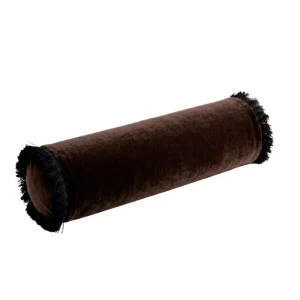 Kadife Kahverengi-Siyah Bolster Kırlent Kahverengi/Siyah