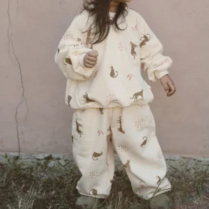 Leopard Printed Cream Tracksuit Set