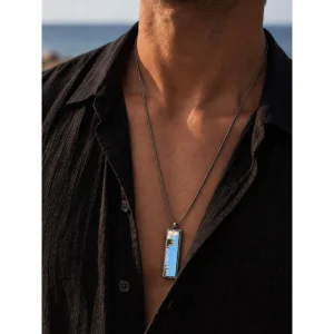 925 Sterling Silver Eastwest Reflect Oxidized Mirror Necklace