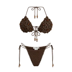 Sol Morena Hand-Knitted Brown Bikini Bottom