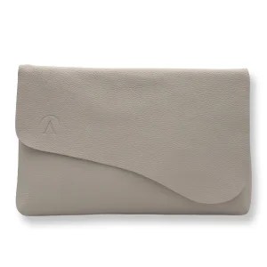 Gaia Beige Leather Clutch Bag