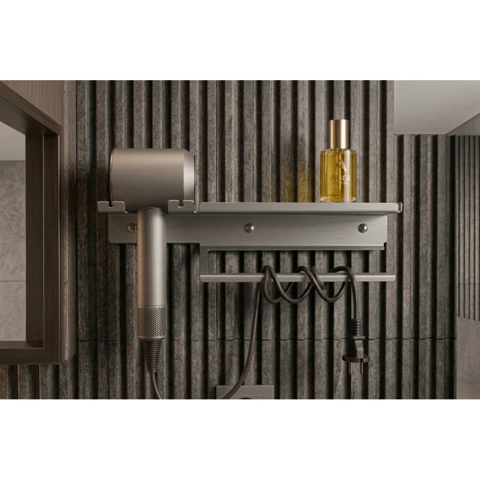 Hamton Linea Triofix 35 - Hair Dryer Holder Shelf And Towel Holder - 2