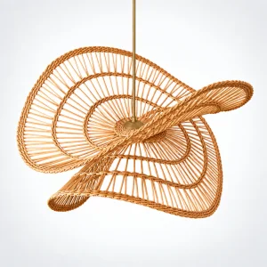 Handmade Rustic Rattan Chandelier Riva 60 Cm Diameter | Natural Root Paint Varnished Scandinavian Lighting
