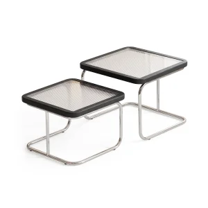 Double-tiered Glass Side Table - Black - Deco105