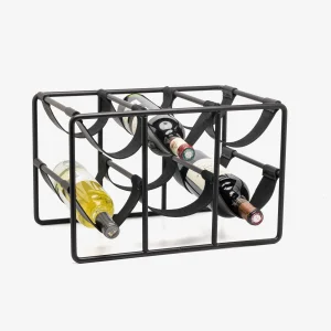Metal and Leather Wine Rack