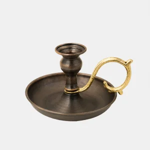 Obsidian Oxide Copper Handled Candle Holder
