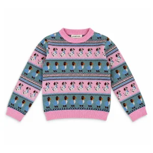 Dog Patterned Pink Sweater